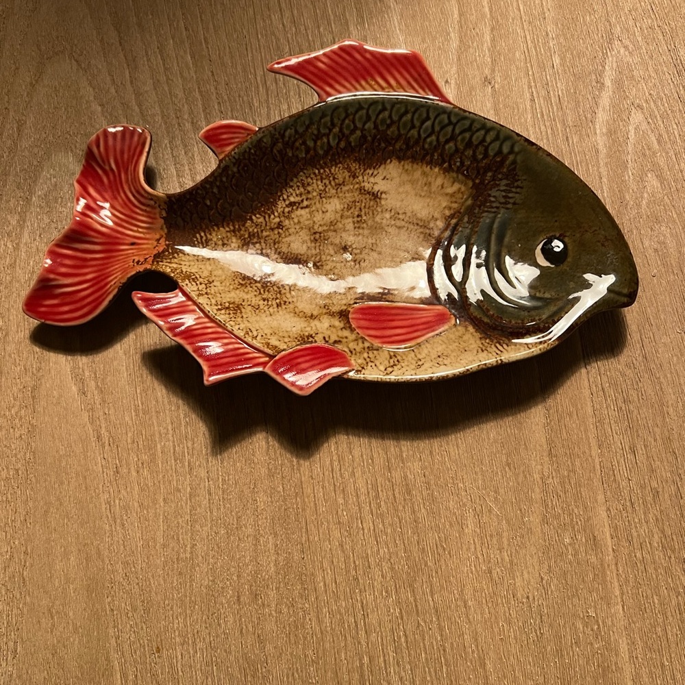 Pier 1 hand painted porcelain fish platter
